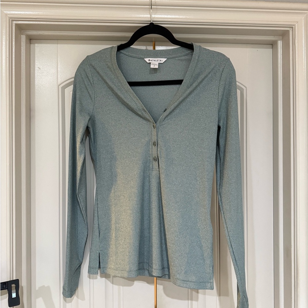 Athleta Blue Henley Shirt